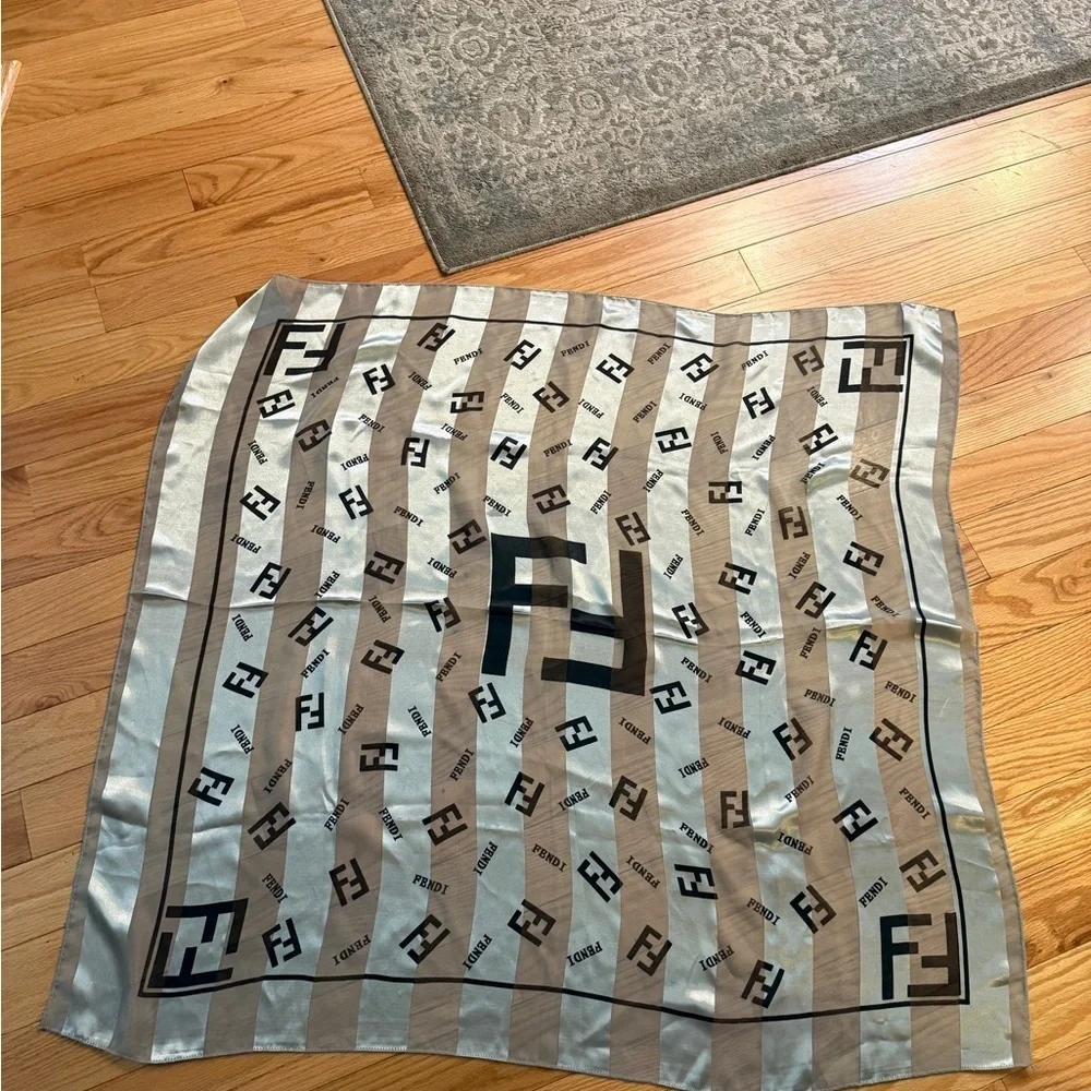 Gray and Black Striped Silky Scarf. Gorgeous and chic
